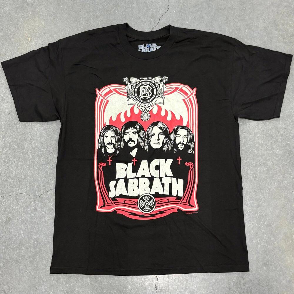 Black Sabbath Red Flames Obey Shepard Fairey T Shirt